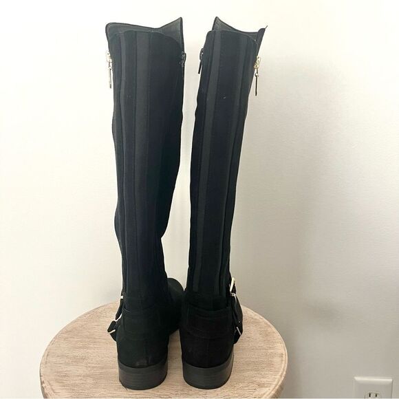 G by Guess Harson 5 Wide Calf Faux Suede Black Knee High Zip Up Boots Black 7.5 - Picture 6 of 13